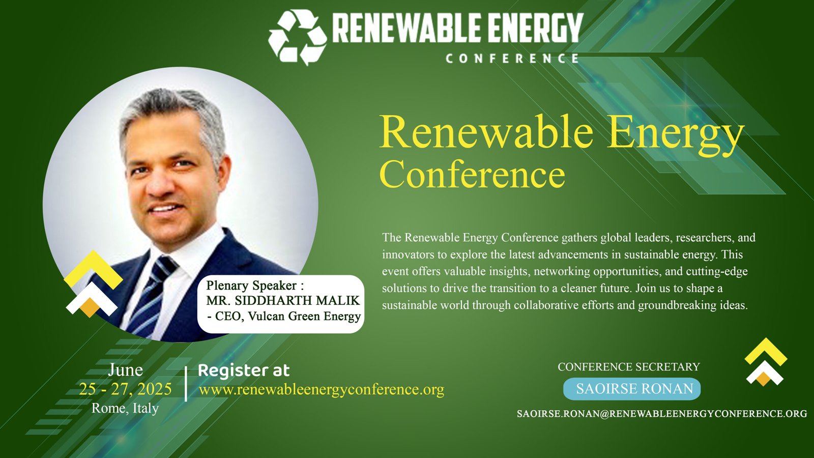 Renewable Energy Expert Siddharth Malik to Deliver Plenary Talk at GRCREN 2025